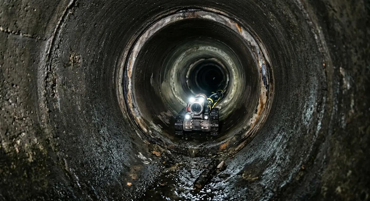 Robotic sewer camera inspecting pipe interior for Drain Snake Service in Hellam